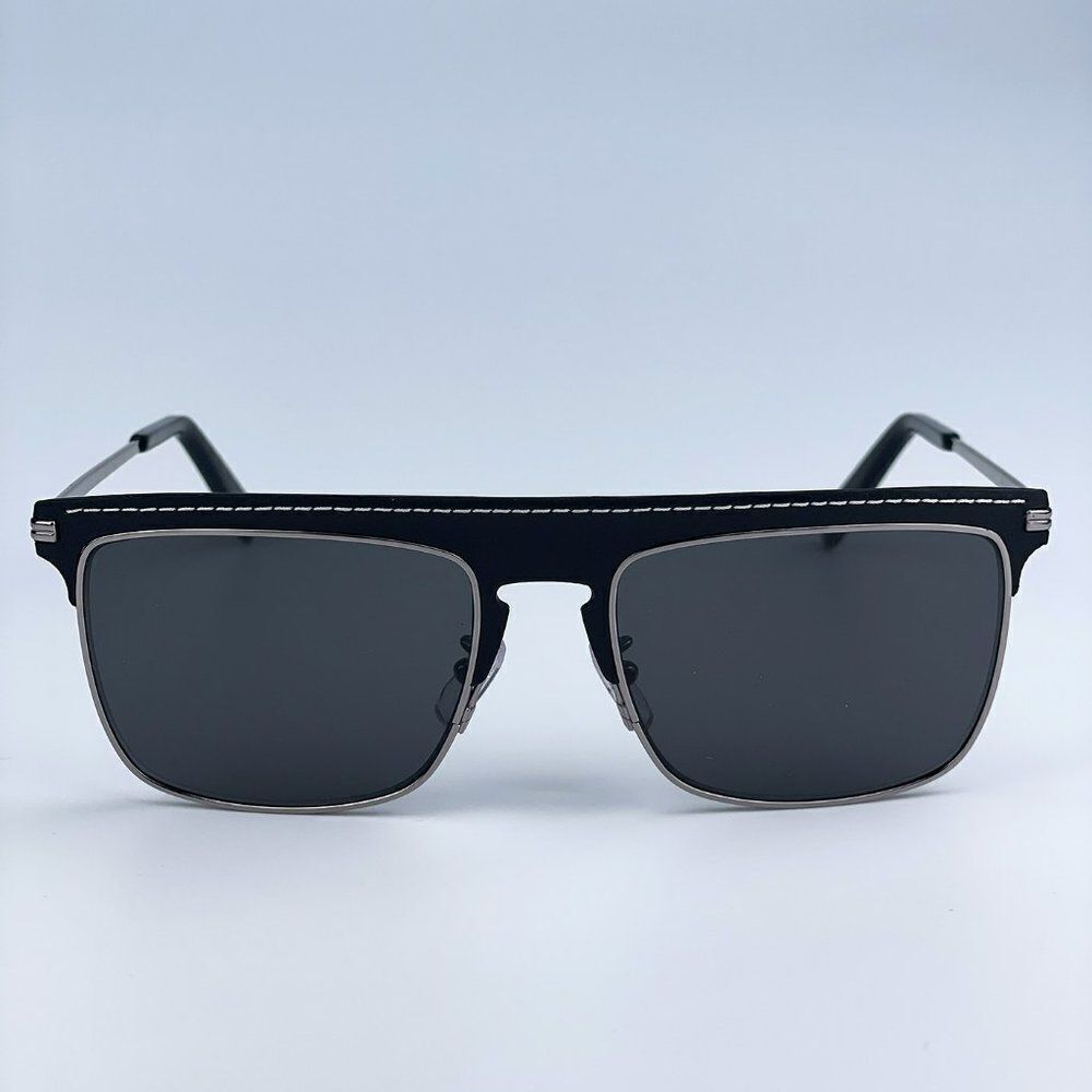 NEW Loewe LW40006U 20A Metal Black Leather Grey Aviator Unisex Sunglasses